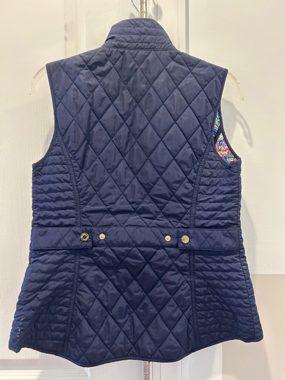 Lilly Pulitzer Pink Navy Multicolor Quilted Vest Liner - Picture 3 of 8